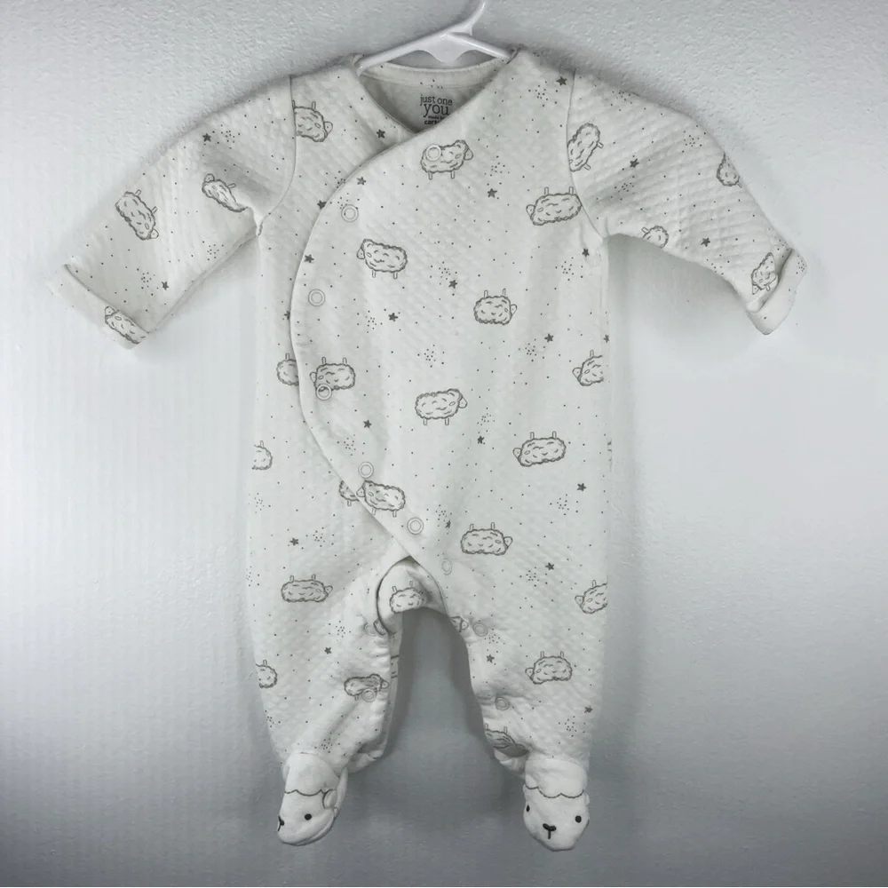 CARTER'S JUST ONE YOU Baby Kids Stars & Sheep Print Cream Onesie Size 3 Months
